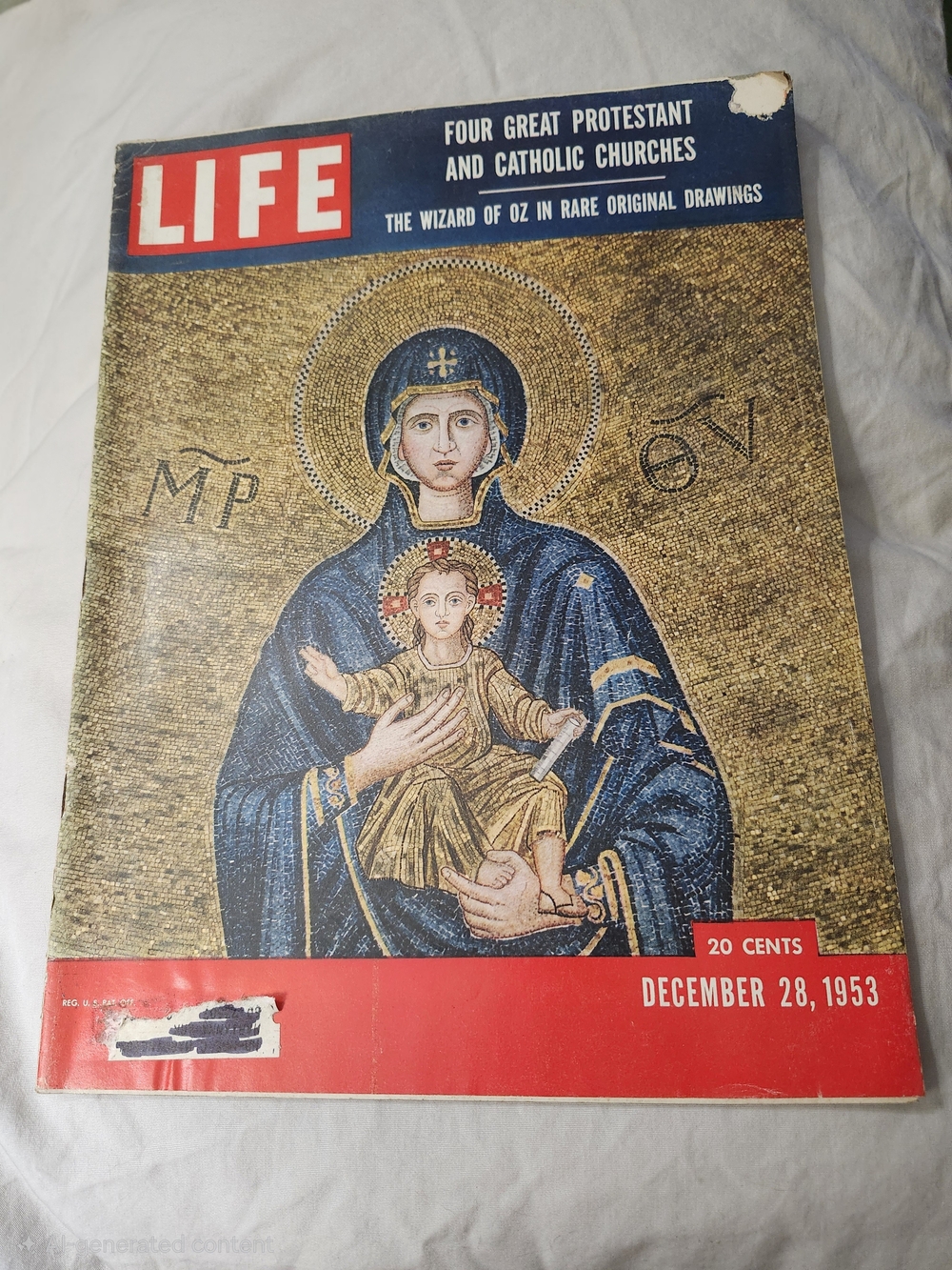 LIFE Magazine December 28, 1953-Mosaic of the Madonna and Child by Dmitri Kessel
